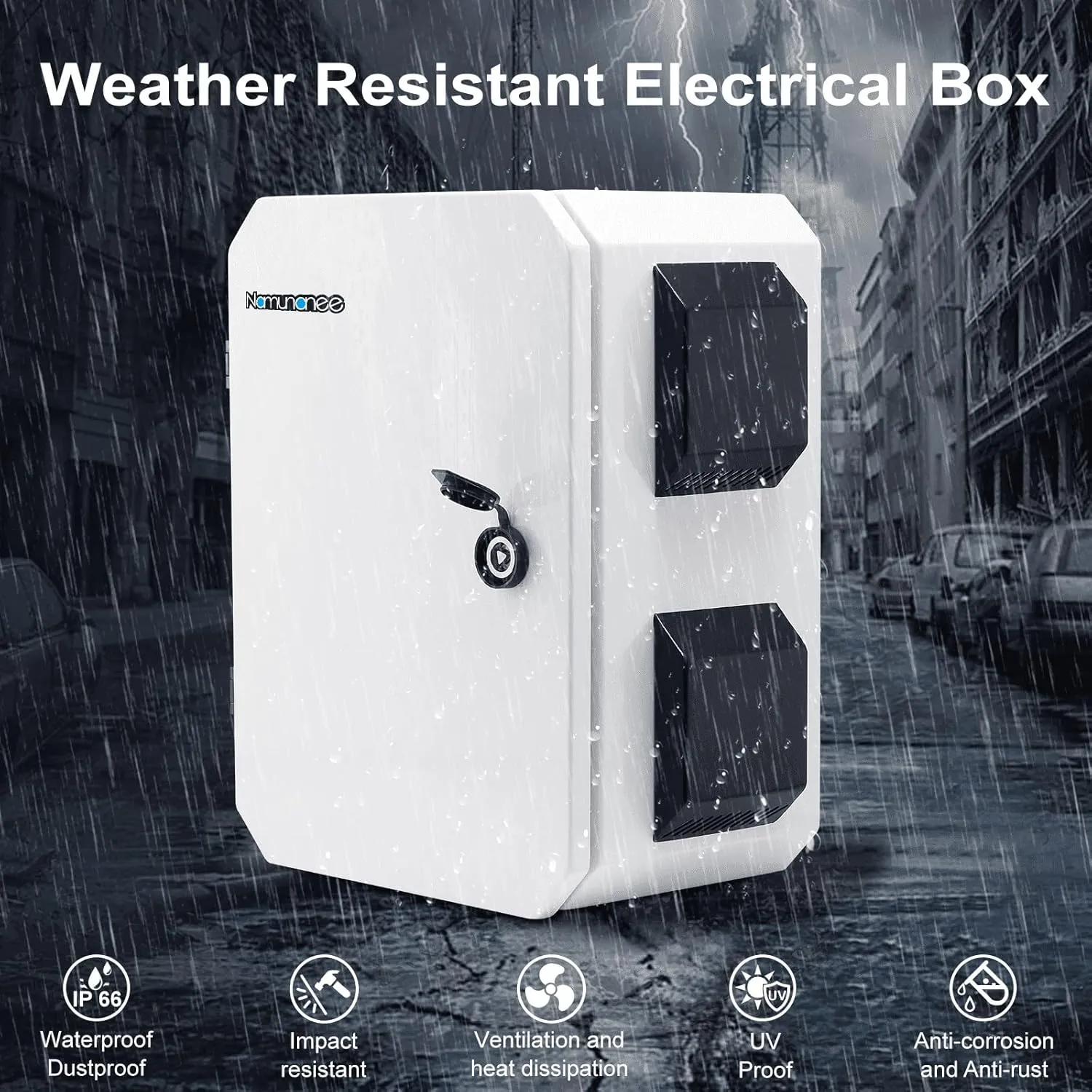 Outdoor Electrical Box, Cold-Rolled Steel Plate, Aluminum Alloy Back Beam, One-Piece Ventilation Design, IP65 Waterproof, Wall/Pole Mounted (15.7" x 11.8" x 7.9")