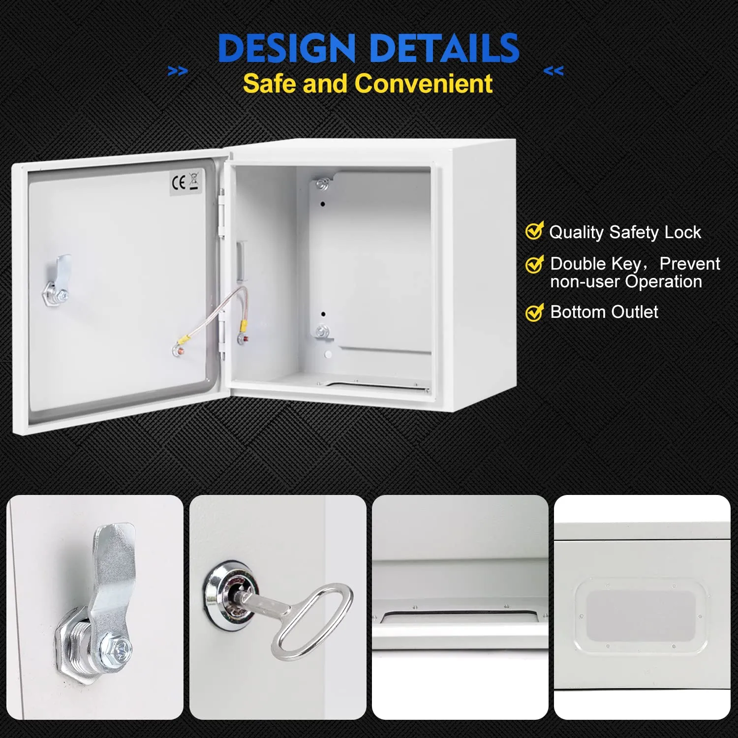 Outdoor Electrical Box, Steel Junction Box 12 x 12 x 8'', NEMA 4X Electrical Enclosure Box IP66 Waterproof & Dustproof, Universal Electrical Project Box with Lock & Mounting Plate