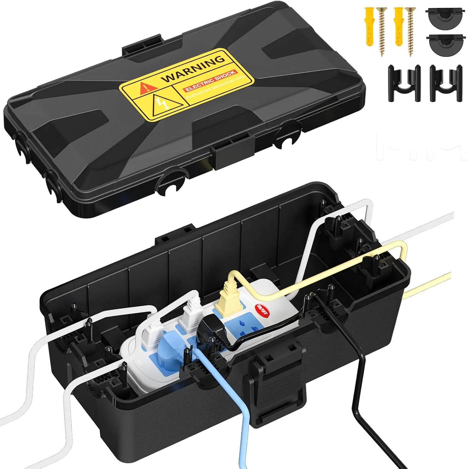 Outdoor Electrical Box Waterproof 10.3 x 5.9 x 3.7 in, Waterproof Extension Cord Cover Outlet Box, Weatherproof Connection Box for Electronics Outside, Power Strip, Holiday Light, Plug