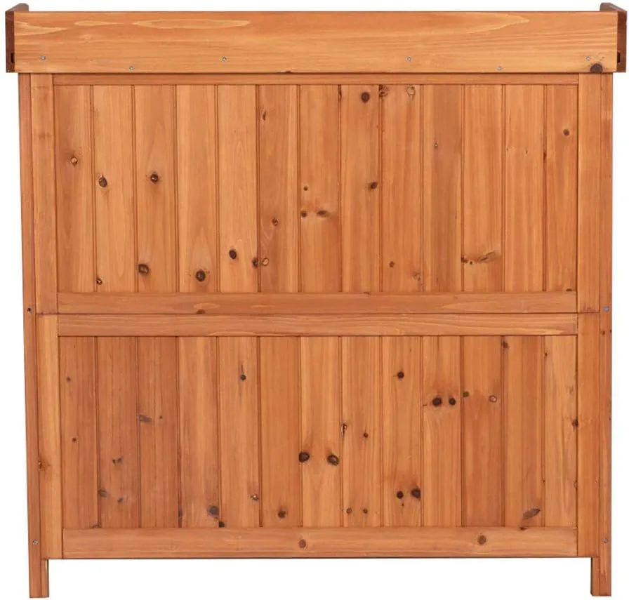 Outdoor Garden Patio Wooden Storage Cabinet Furniture Waterproof Tool Shed with Potting Benches Outdoor Work Station Table (Natural)