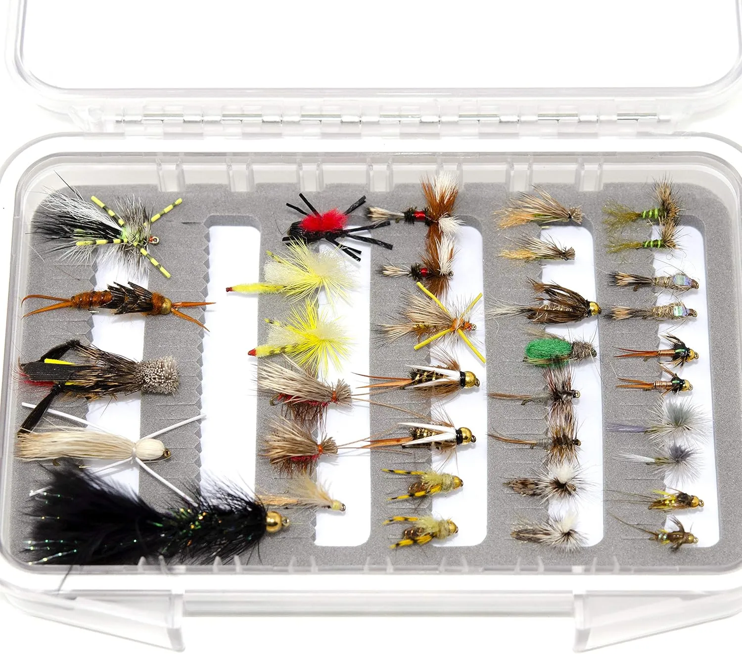 Outdoor Planet 24/26/ 36 Premium Fly Fishing Flies Assortment | Dry, Wet, Nymphs, Streamers, Wooly Buggers, Hopper, Caddis | Trout, Steelhead, Bass Fishing Lure Set