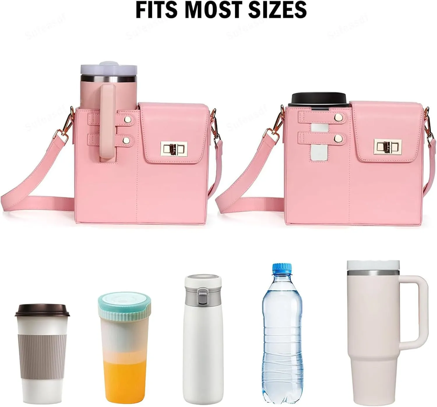Outdoor Portable Crossbody Leather Bag, Compatible with Variety of Water Cups