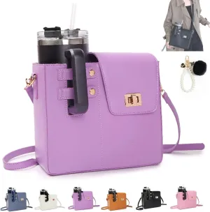 Outdoor Portable Crossbody Leather Bag, Compatible with Variety of Water Cups