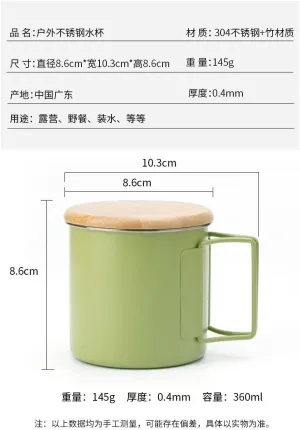 Outdoor Stainless Steel Water Cup Portable Folding Cup Camping Mug Coffee Cup 1pc(Black B)