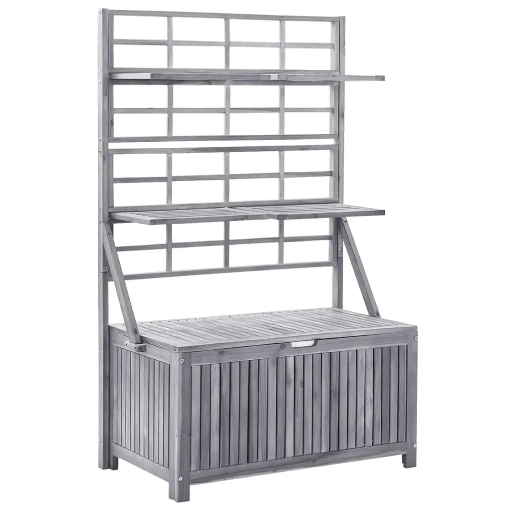 Outdoor Storage Bench Garden Storage Box with Trellis Solid Wood Acacia