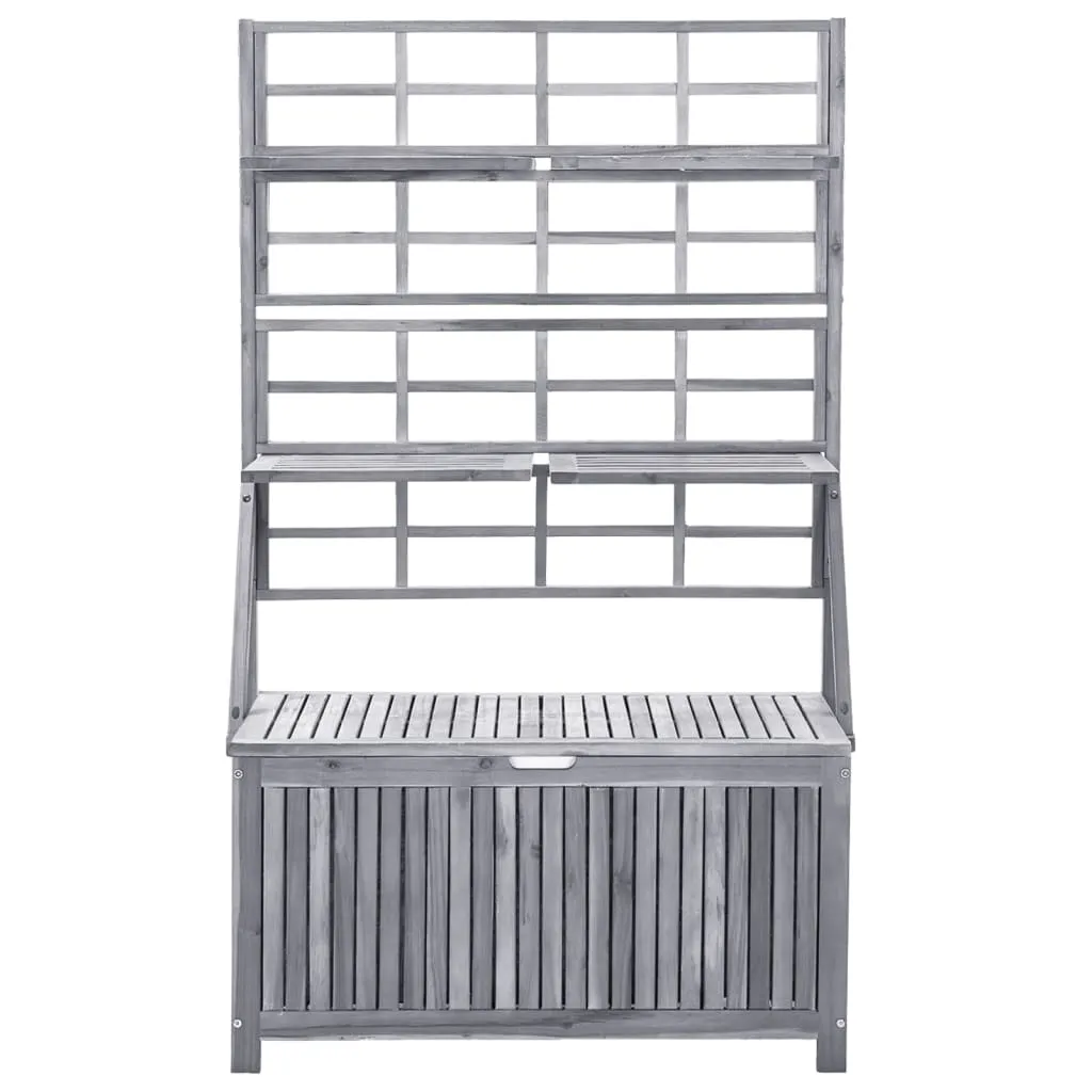 Outdoor Storage Bench Garden Storage Box with Trellis Solid Wood Acacia