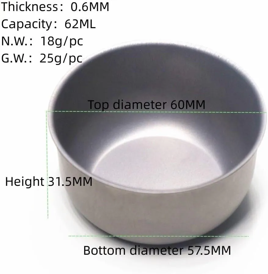 Outdoor Titanium Alloy Small Wine Glass 62ML Lightweight Portable Mini Teacup(3PCS)