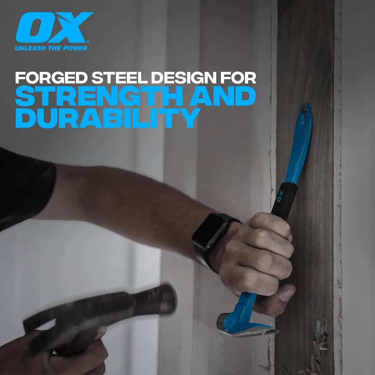 OX Tools OX-P083010 10" Cats Paw Pry Bar - Nail Puller Tool with Unique Hammer Head, Crowbar Rubber Grip, Polished Beveled Claws - Forged Steel Design for Strength and Durability