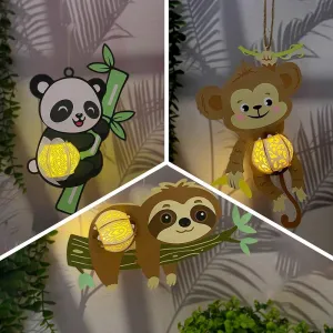 Pack 3 Different Cute Animals 2 - 3D Animal-shaped Lantern File - Cricut File - LightBoxGoodMan