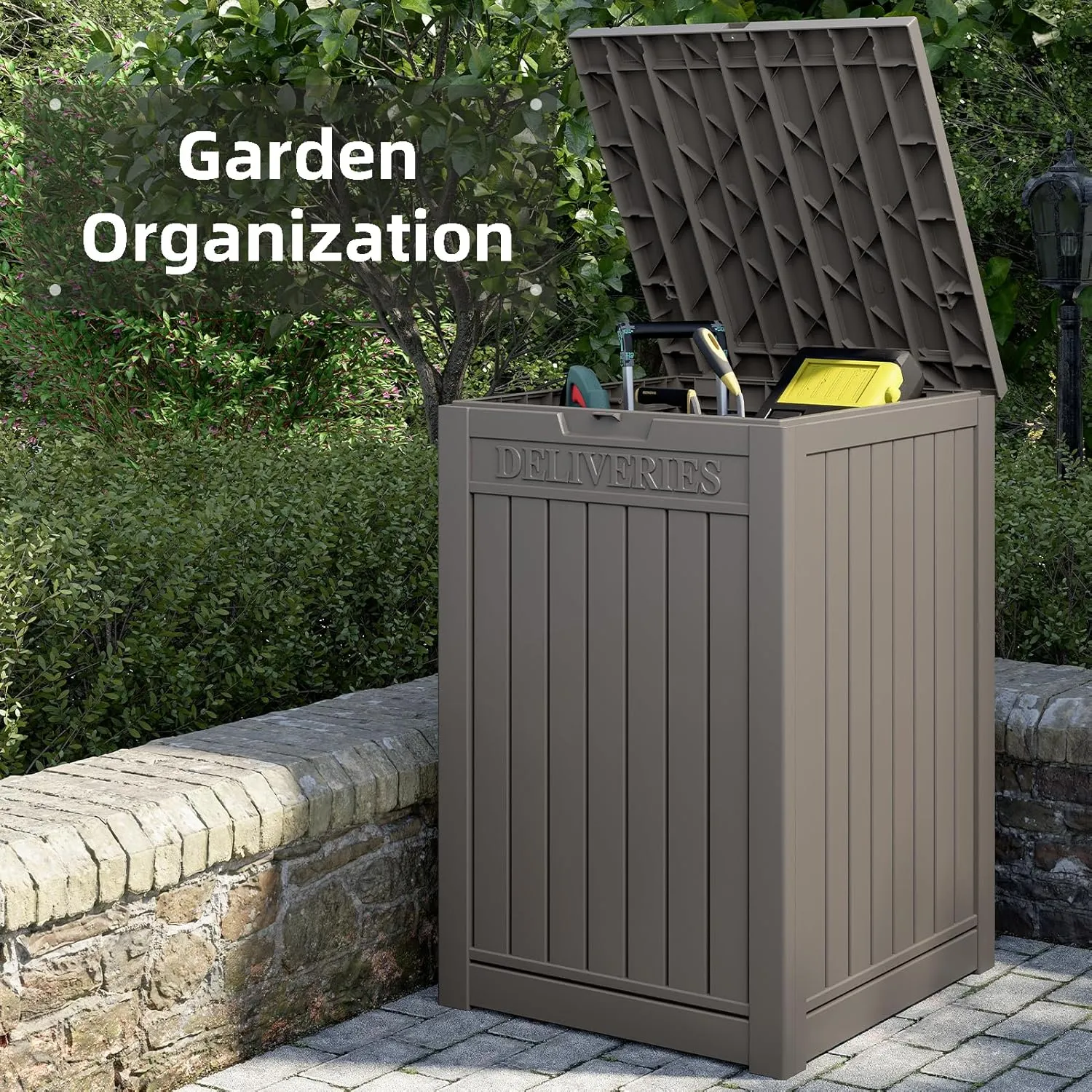 Package Delivery Box for Outside, 48 Gallon Storage with Lockable Secure, Large Double Wall Resin Outdoor Package Delivery Waterproof Deck