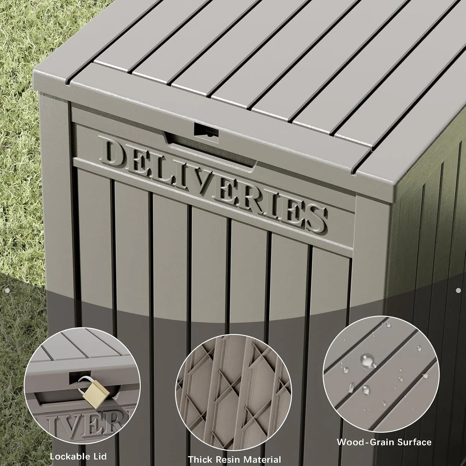Package Delivery Box for Outside, 48 Gallon Storage with Lockable Secure, Large Double Wall Resin Outdoor Package Delivery Waterproof Deck