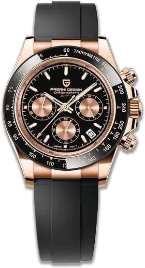 Pagani Design Men's Quartz Multifunction Chronograph Watches - Japan VK63 Quartz Movement, Stainless Steel Case, Ceramic Bezel, 100 Metres Water Resistant - Business & Sports Watches