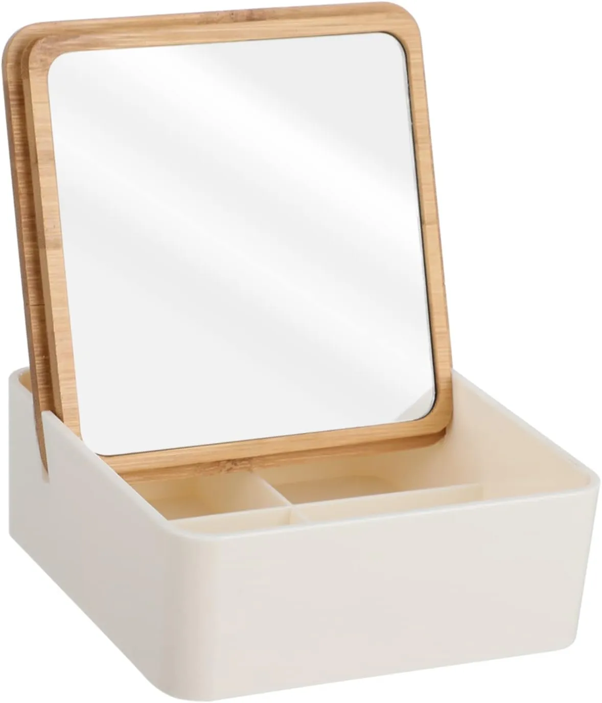 PartyKindom 1pc Makeup Mirror Make up Mirror LED Storage Mini Mirrors Folding Desktop Small Mirror Cosmetic Mirror Work Desk Stainless Steel
