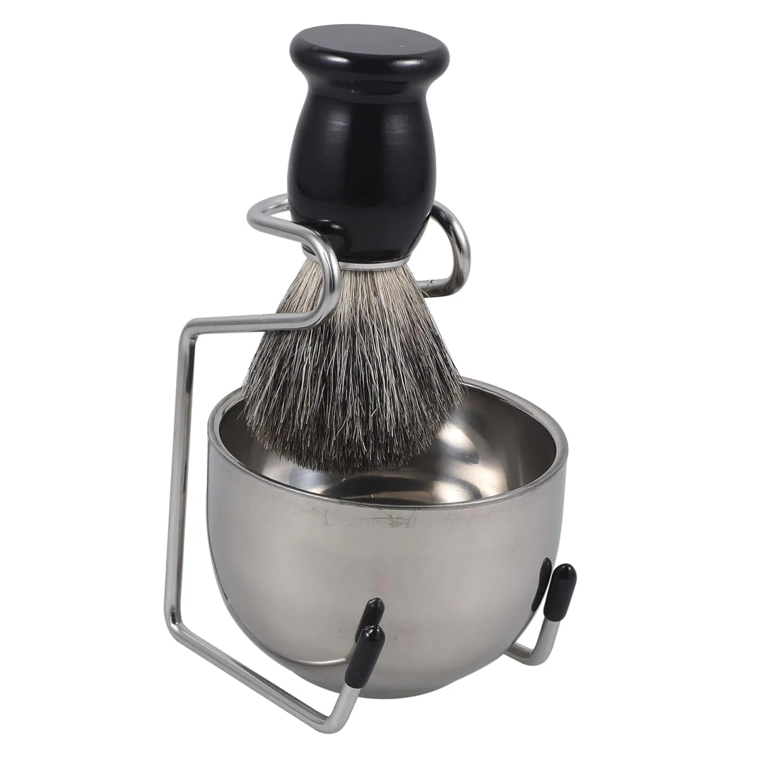 PartyKindom Professional Shaving Brush Set Includes Beard Shaving Tool Foaming Bowl Brush Stand for Smooth Shave