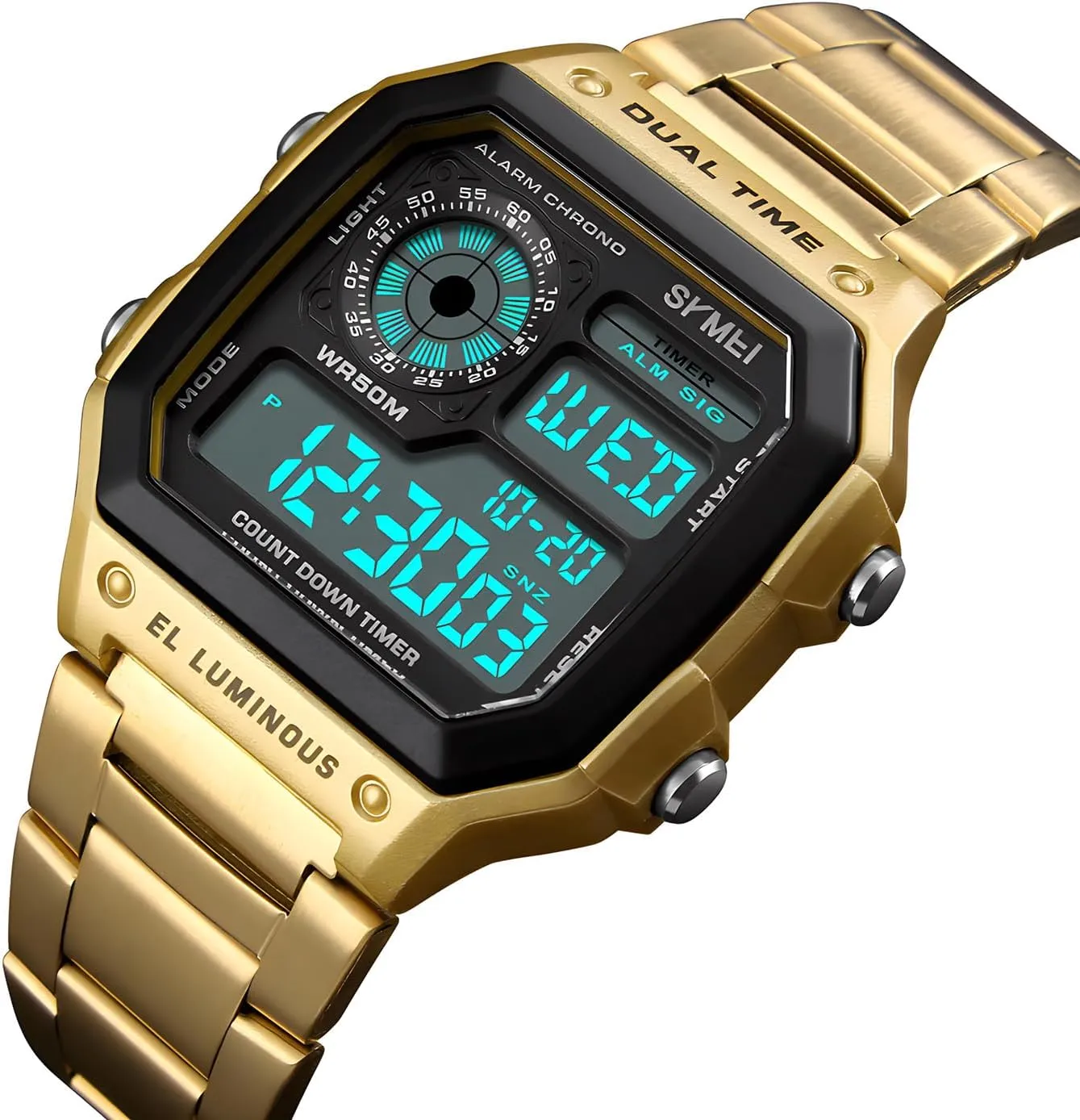 PASOY Men's Digital Multi-Function Watches Dual Time Alarm Stopwatch Countdown Backlight Waterproof Watch