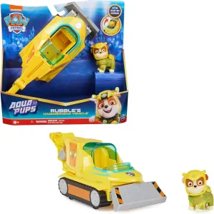 Paw Patrol Aqua Pups Rubble Transforming Hammerhead Shark Vehicle with Collectible Action Figure, Kids’ Toys for Ages 3 and up