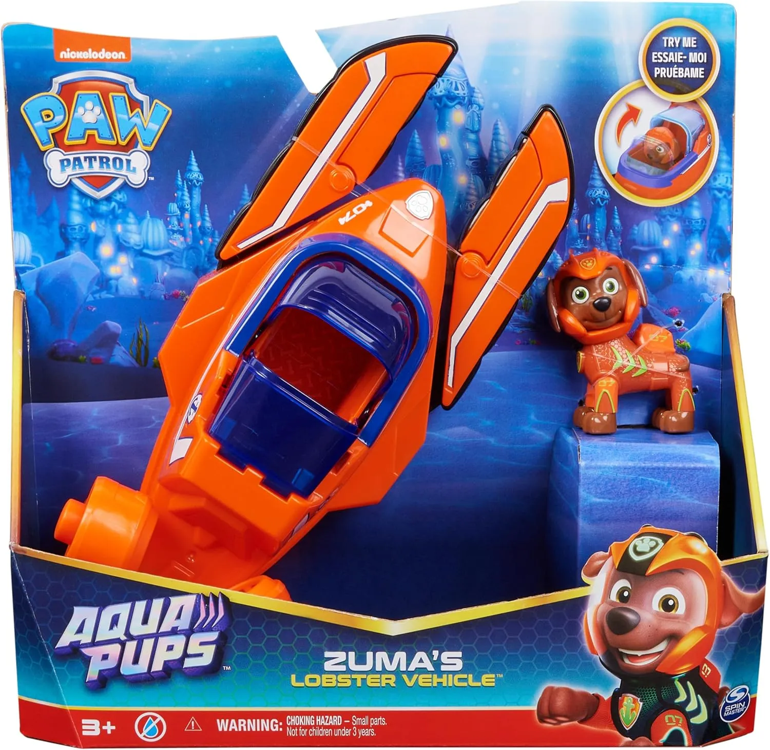 Paw Patrol Aqua Pups Zuma Transforming Lobster Vehicle with Collectible Action Figure, Kids’ Toys for Ages 3 and up