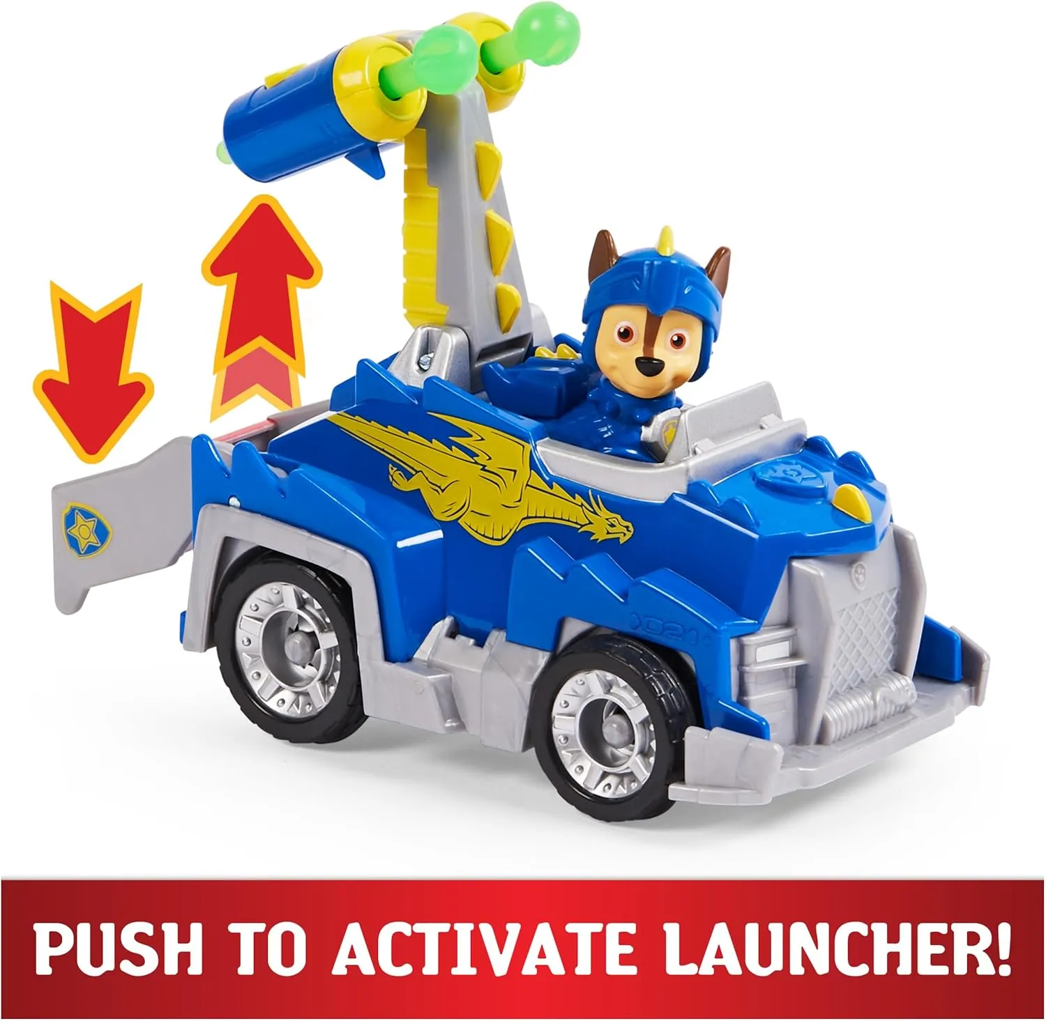 Paw Patrol, Rescue Knights Chase Transforming Toy Car with Collectible Action Figure, Kids Toys for Ages 3 and up