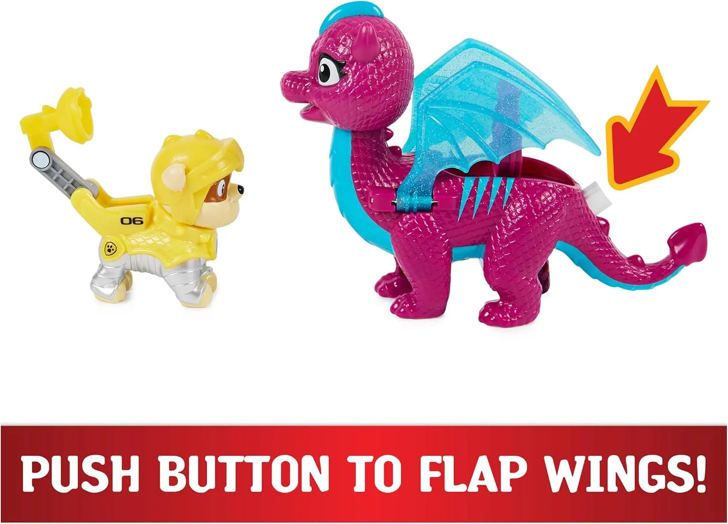 Paw Patrol, Rescue Knights Rubble and Dragon Blizzie Action Figures Set, Kids Toys for Ages 3 and up