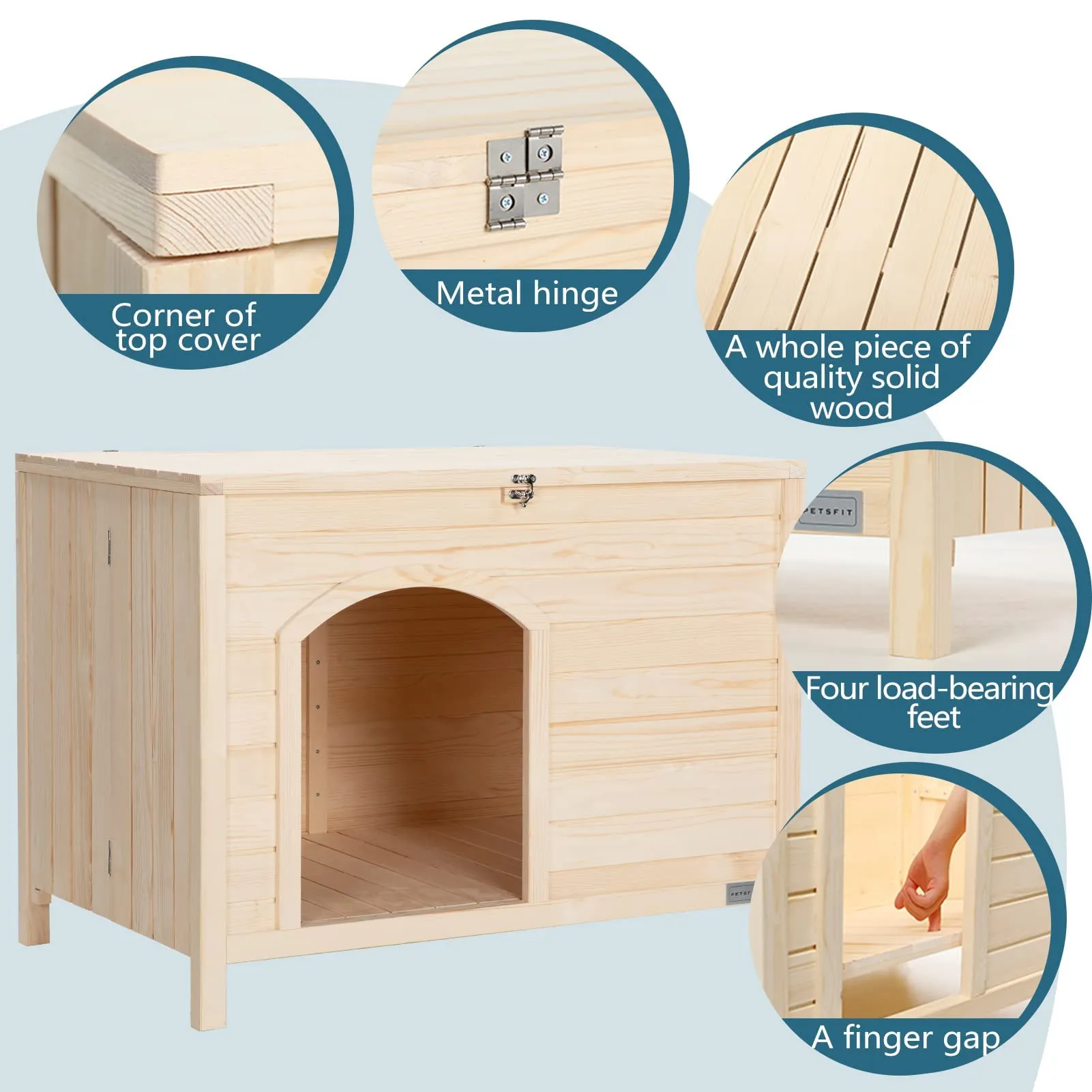 Petsfit Large Cat Litter Box Furniture Hidden,No Tools Required Assembly,Cat Washroom Furniture with Top Opening,Wooden Pet House End Table,Folding Litter Box Enclosure,35.5L x 23.5W x 27H inches