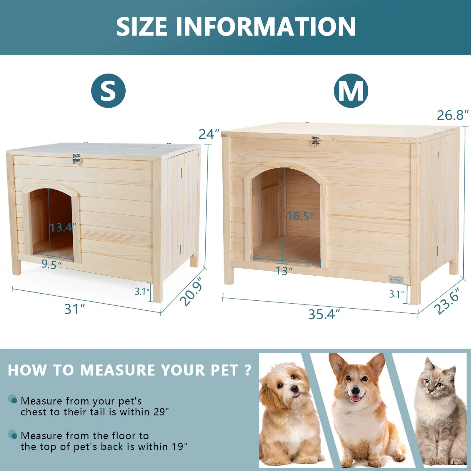 Petsfit Large Cat Litter Box Furniture Hidden,No Tools Required Assembly,Cat Washroom Furniture with Top Opening,Wooden Pet House End Table,Folding Litter Box Enclosure,35.5L x 23.5W x 27H inches