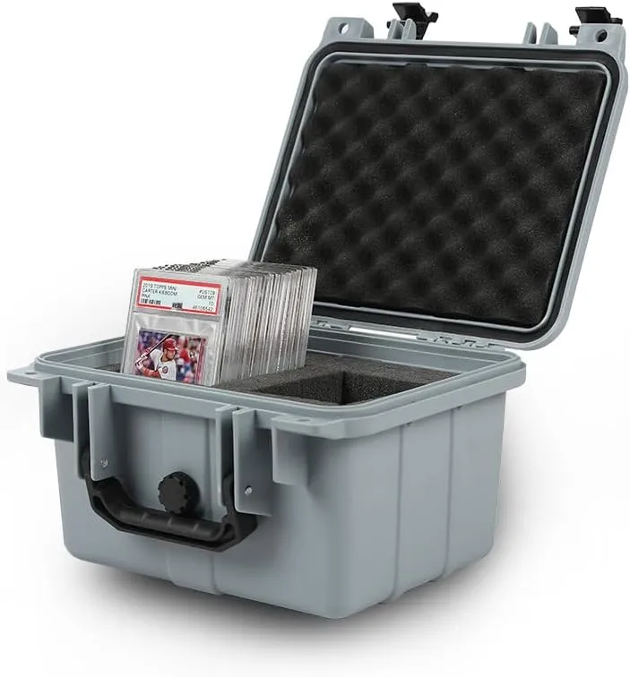 PIT66 Graded Card Storage Box, Compatible with BGS PSA SGC FGS Graded Sports Trading Cards, Deep Travel Size Waterproof Case Slab Holder & Protector, Grey