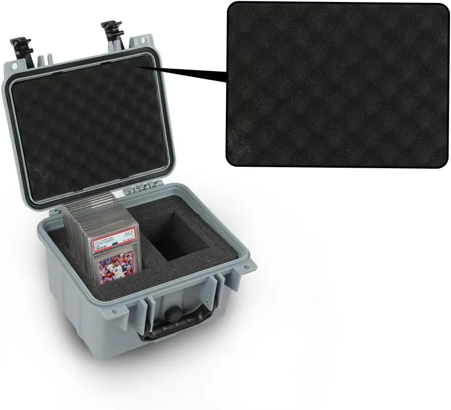 PIT66 Graded Card Storage Box, Compatible with BGS PSA SGC FGS Graded Sports Trading Cards, Deep Travel Size Waterproof Case Slab Holder & Protector, Grey