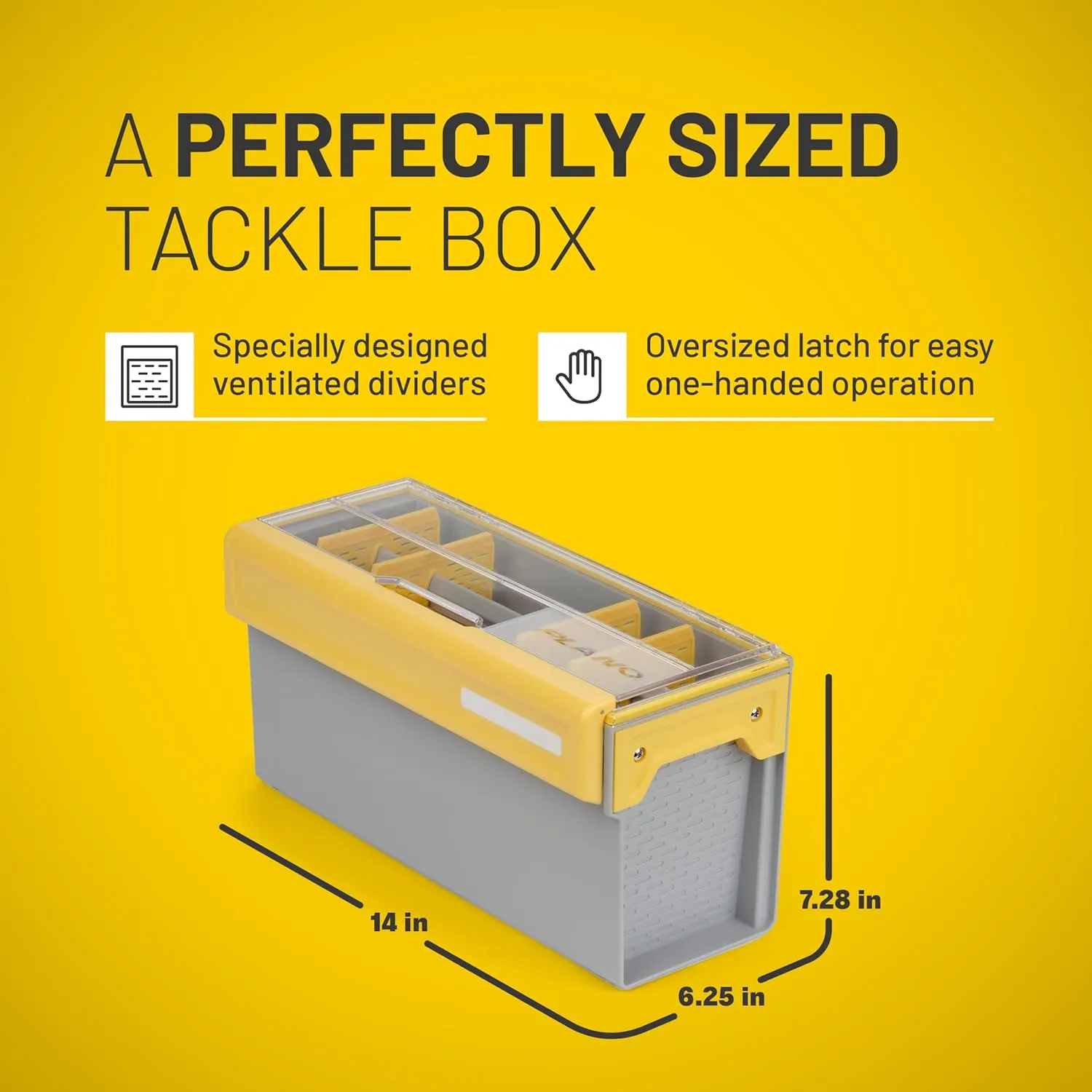 Plano EDGE Premium Spinnerbait Tackle Utility Box, Clear and Yellow, Rust-Resistant Storage, Waterproof Tackle Tray Organizer for Buzz Baits, Swimbaits, and Crankbaits