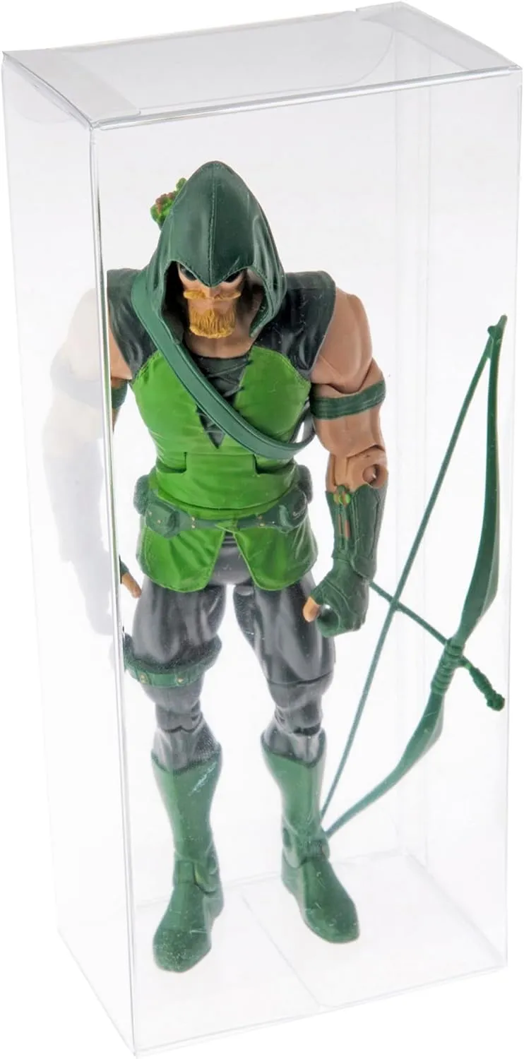 Plymor Clear Folding Action Figure Storage / Display Protector Box, 3" W x 2" D x 7" H, fits 6" Figures, 10-Pack