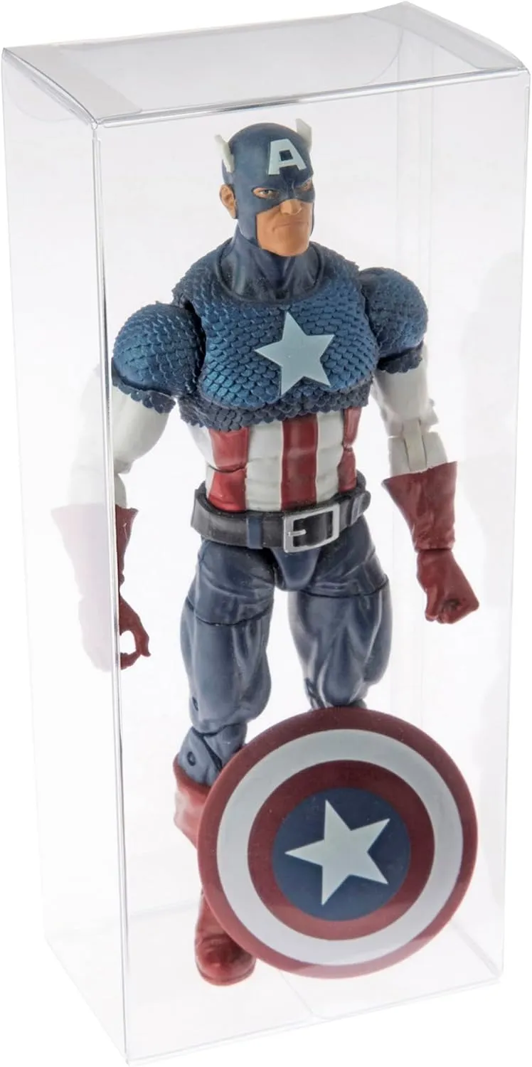 Plymor Clear Folding Action Figure Storage / Display Protector Box, 3" W x 2" D x 7" H, fits 6" Figures, 10-Pack