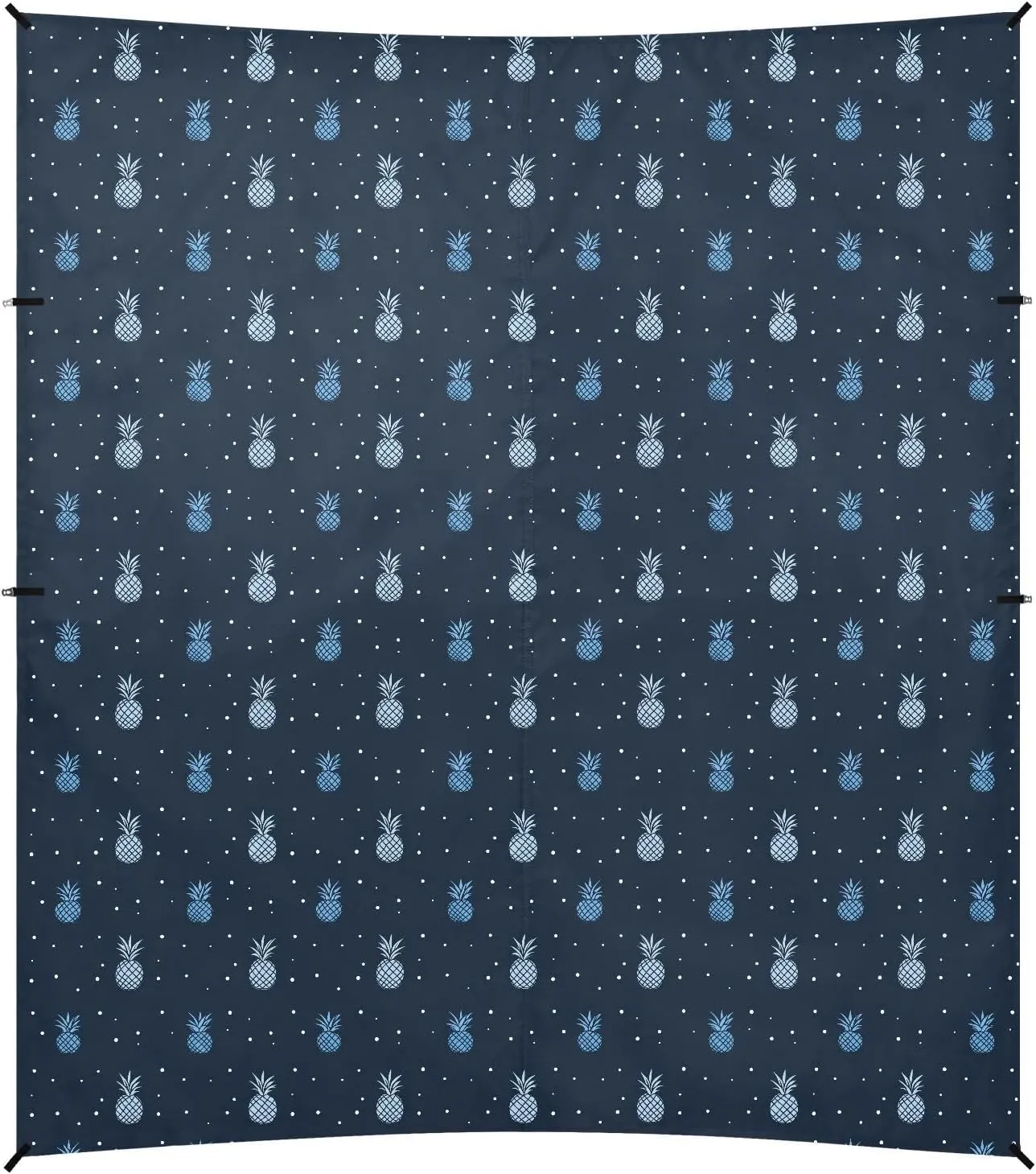 Polka Dot Pineapple Dark Blue Foldable Beach Cabana UPF50  Protection Easy Setup Large Sun Shade with Sandbags & Sand Shovel for Backyard, Grassland, Park