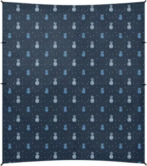 Polka Dot Pineapple Dark Blue Foldable Beach Cabana UPF50  Protection Easy Setup Large Sun Shade with Sandbags & Sand Shovel for Backyard, Grassland, Park