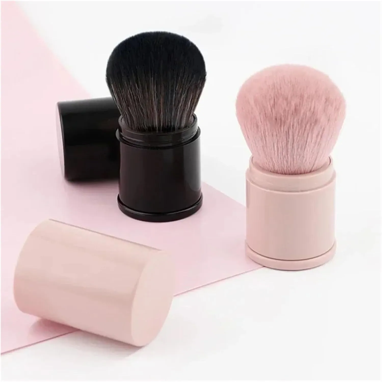 Portable Mini Retractable Blush Brush Soft Loose Powder Foundation Makeup Brush Multi Functional Nail Beauty Makeup Tool(Metallic Blue)