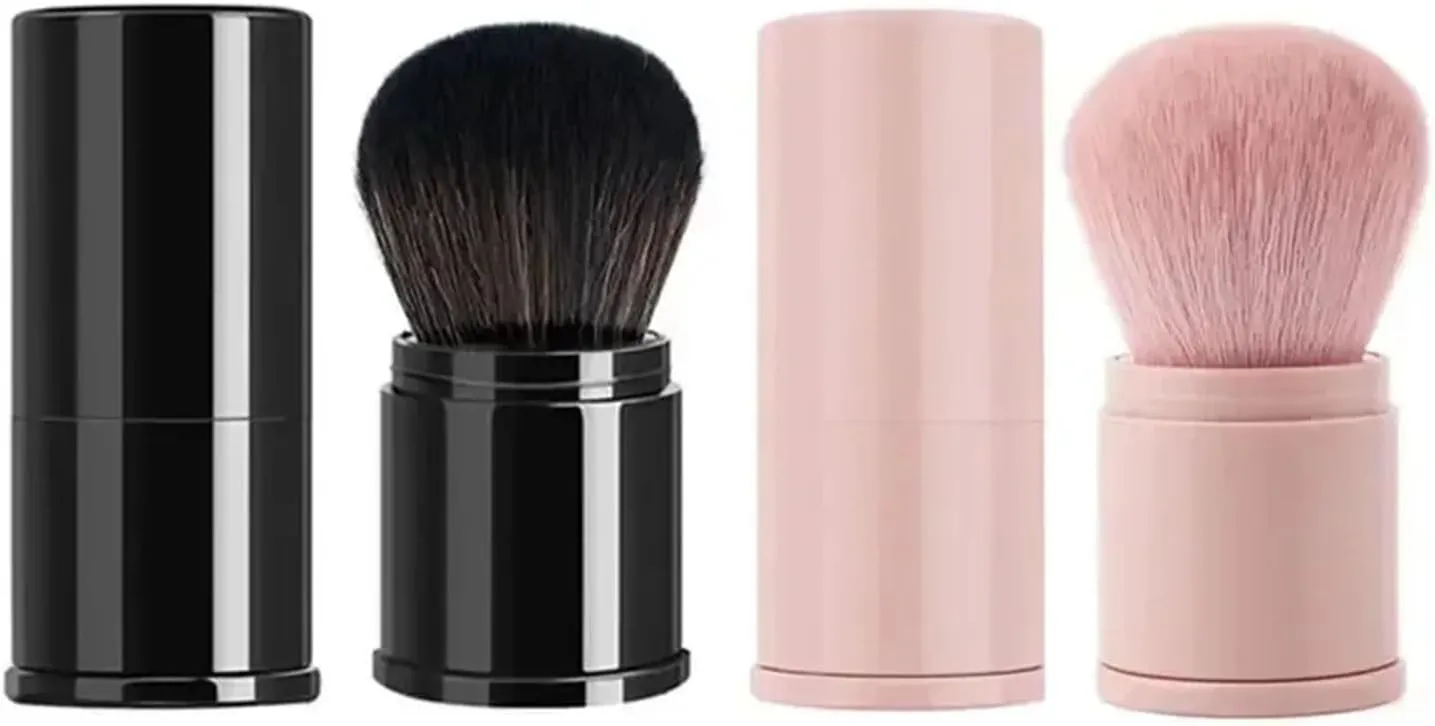Portable Mini Retractable Blush Brush Soft Loose Powder Foundation Makeup Brush Multi Functional Nail Beauty Makeup Tool(Metallic Blue)