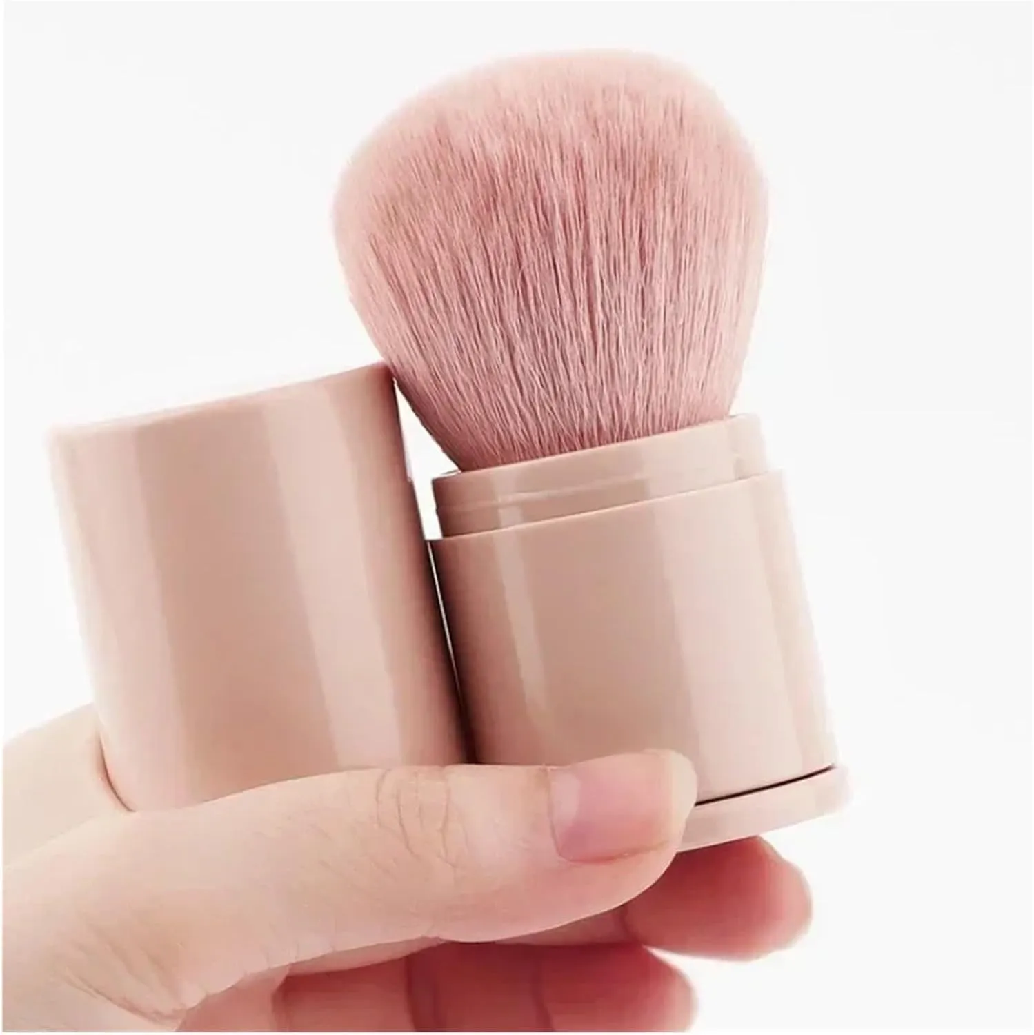 Portable Mini Retractable Blush Brush Soft Loose Powder Foundation Makeup Brush Multi Functional Nail Beauty Makeup Tool(Metallic Blue)