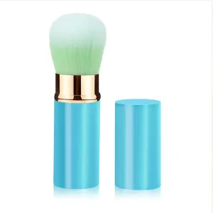 Portable Mini Retractable Blush Brush Soft Loose Powder Foundation Makeup Brush Multi Functional Nail Beauty Makeup Tool(Metallic Blue)