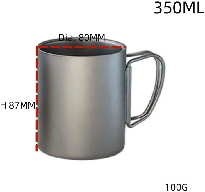 POVCZWXSS 1PC Outdoor Pure Titanium Folding Water Cup Lightweight Portable Mug(350ml B)