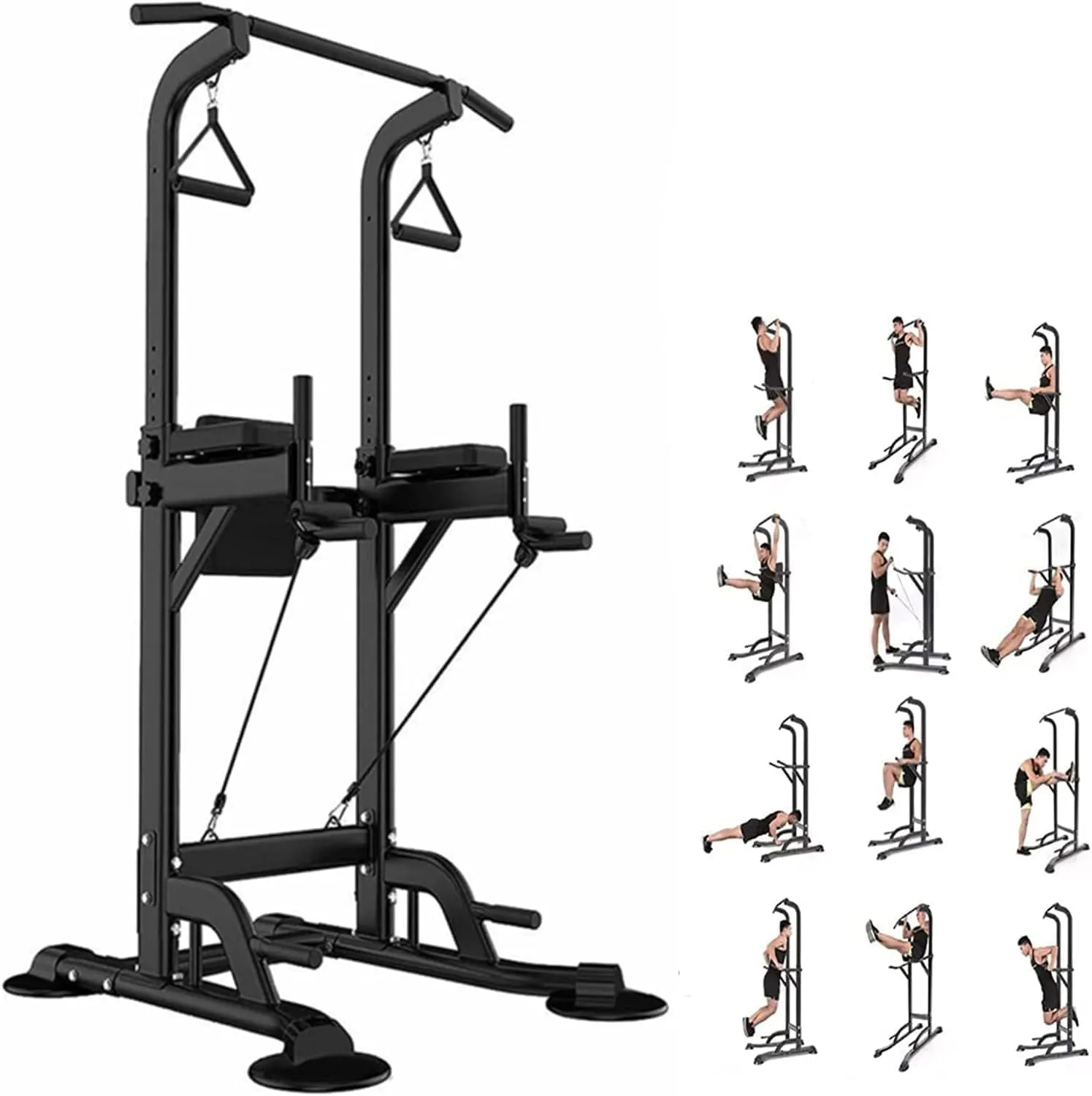 Power Tower Pull Up Bar Stand for Home Adjustable Height Dip Station Workout Equipment Multi-Function Strength Training Exercise Equipment 330LBS for Men Women Dip Bar Easy to Install Pull Up Tower Gym