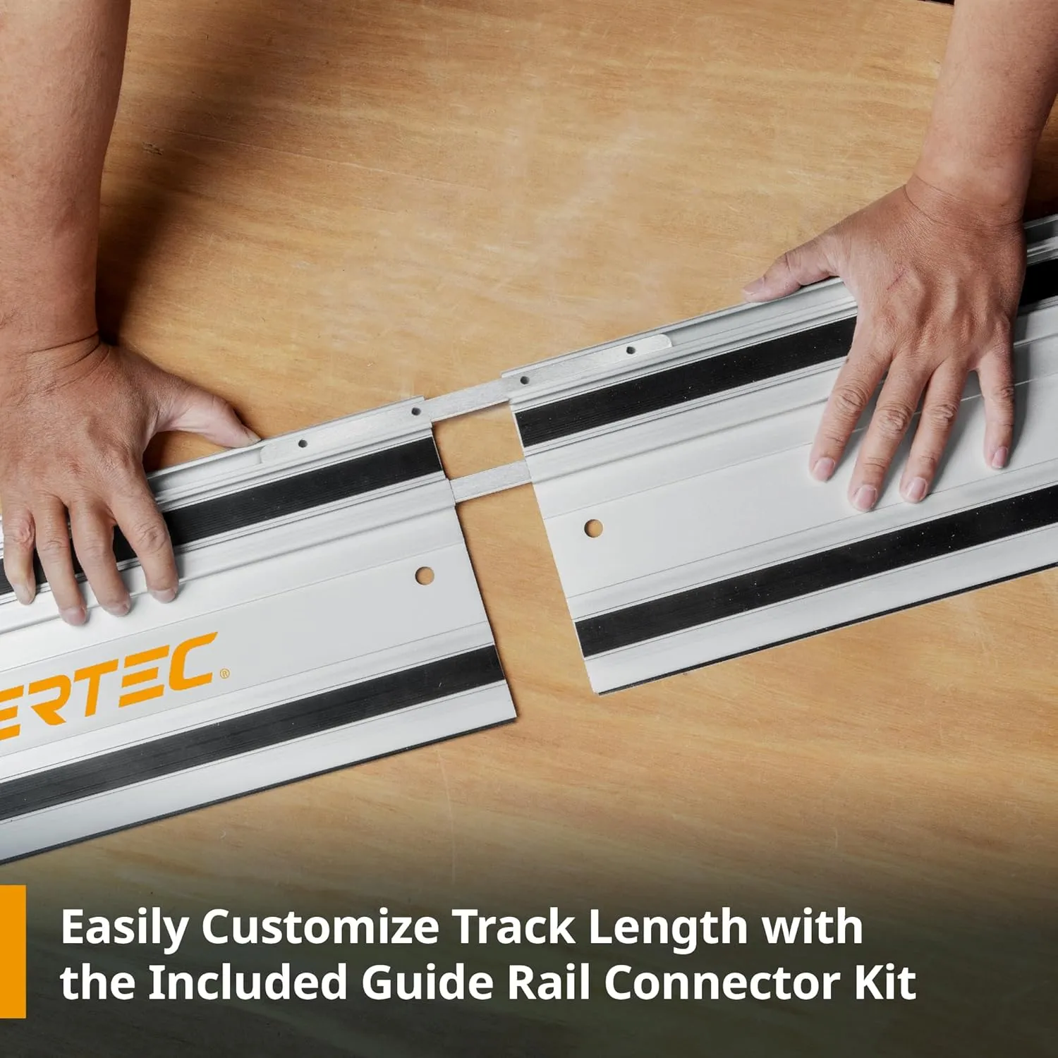 POWERTEC 110" Track Saw Guide Rail Kit for Makita and Festool, Includes 2PK 55" Guide Rails, Protective Guide Rail Bag, 2PK Guide Rail Connectors, and 2PK Track Saw Clamps (71885)