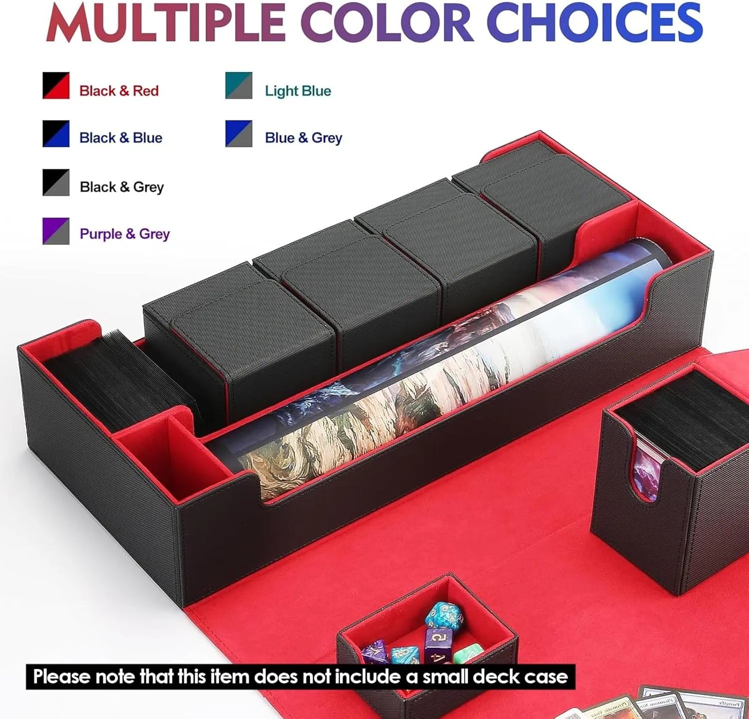 Premium Trading Card Storage Case TCG Deck Box Holds 800  Sleeved Cards for MTG, YuGiOh, Uno, Sport with Strong Magnet Closure (Black & Red)