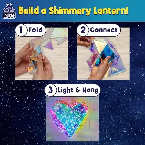 Prismic Make Your Own Lantern Heart 3D Light – Easter Gifts for Kids 8-12, Arts and Crafts Kit for Girls Ages 8-12, Gifts for 8-10-12 Years Old Girl Birthday, Teens & Tween Girls Room Decor
