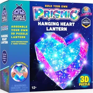 Prismic Make Your Own Lantern Heart 3D Light – Easter Gifts for Kids 8-12, Arts and Crafts Kit for Girls Ages 8-12, Gifts for 8-10-12 Years Old Girl Birthday, Teens & Tween Girls Room Decor