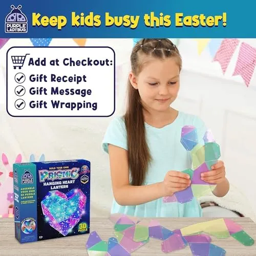 Prismic Make Your Own Lantern Heart 3D Light – Easter Gifts for Kids 8-12, Arts and Crafts Kit for Girls Ages 8-12, Gifts for 8-10-12 Years Old Girl Birthday, Teens & Tween Girls Room Decor