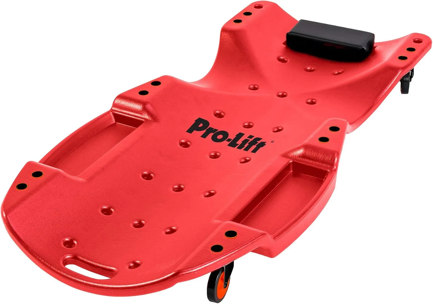 Pro-LifT C-6048 Mechanic Plastic Creeper 48 Inch - Blow Molded Ergonomic HDPE Body with Padded Headrest & Dual Tool Trays - 440 Lbs Capacity Red