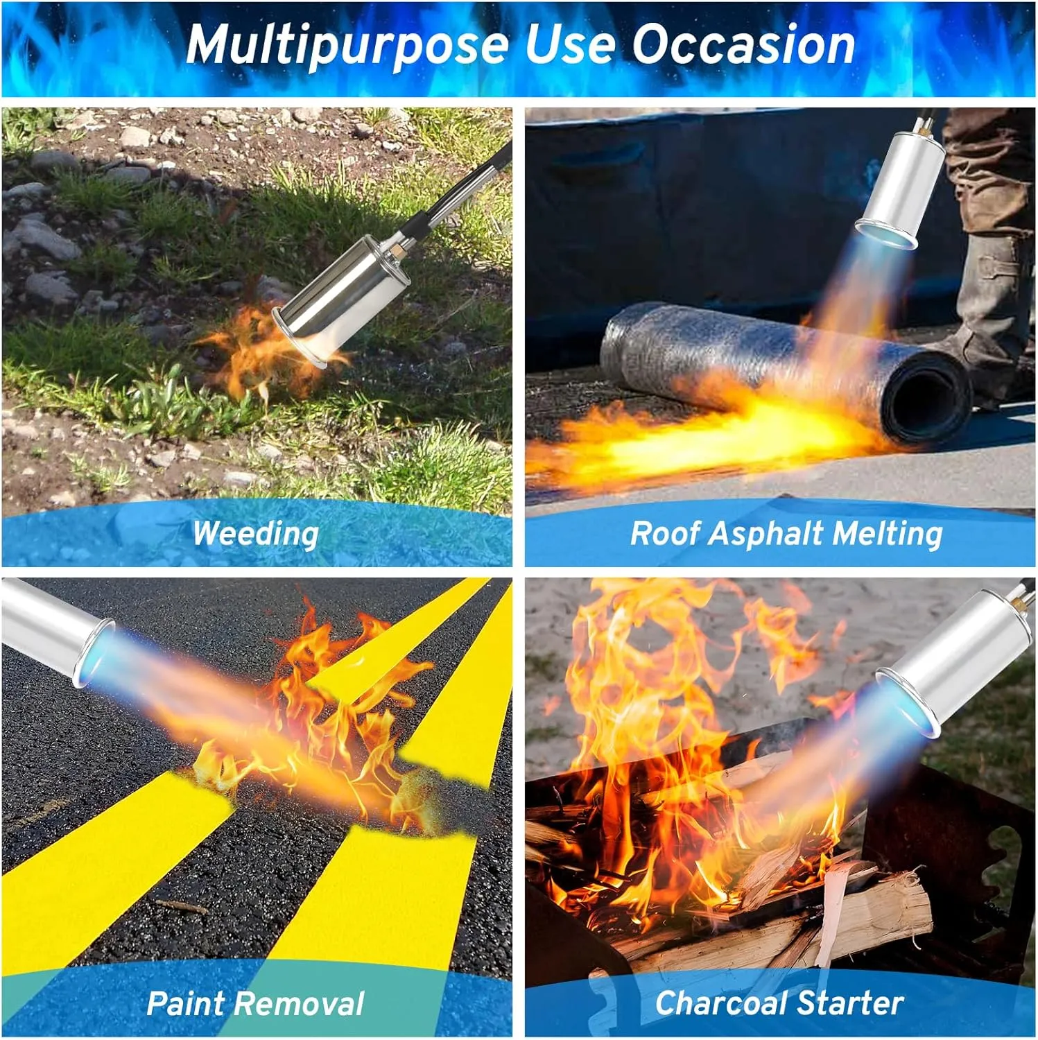 Propane Torch Weed Burner, High Output 1,200,000 BTU Weed Torch Flamethrower,Heavy Duty Blow Torch with Flame Control and 30" Detachable Long Arm For Garden Wood Ice Snow Road Weeding
