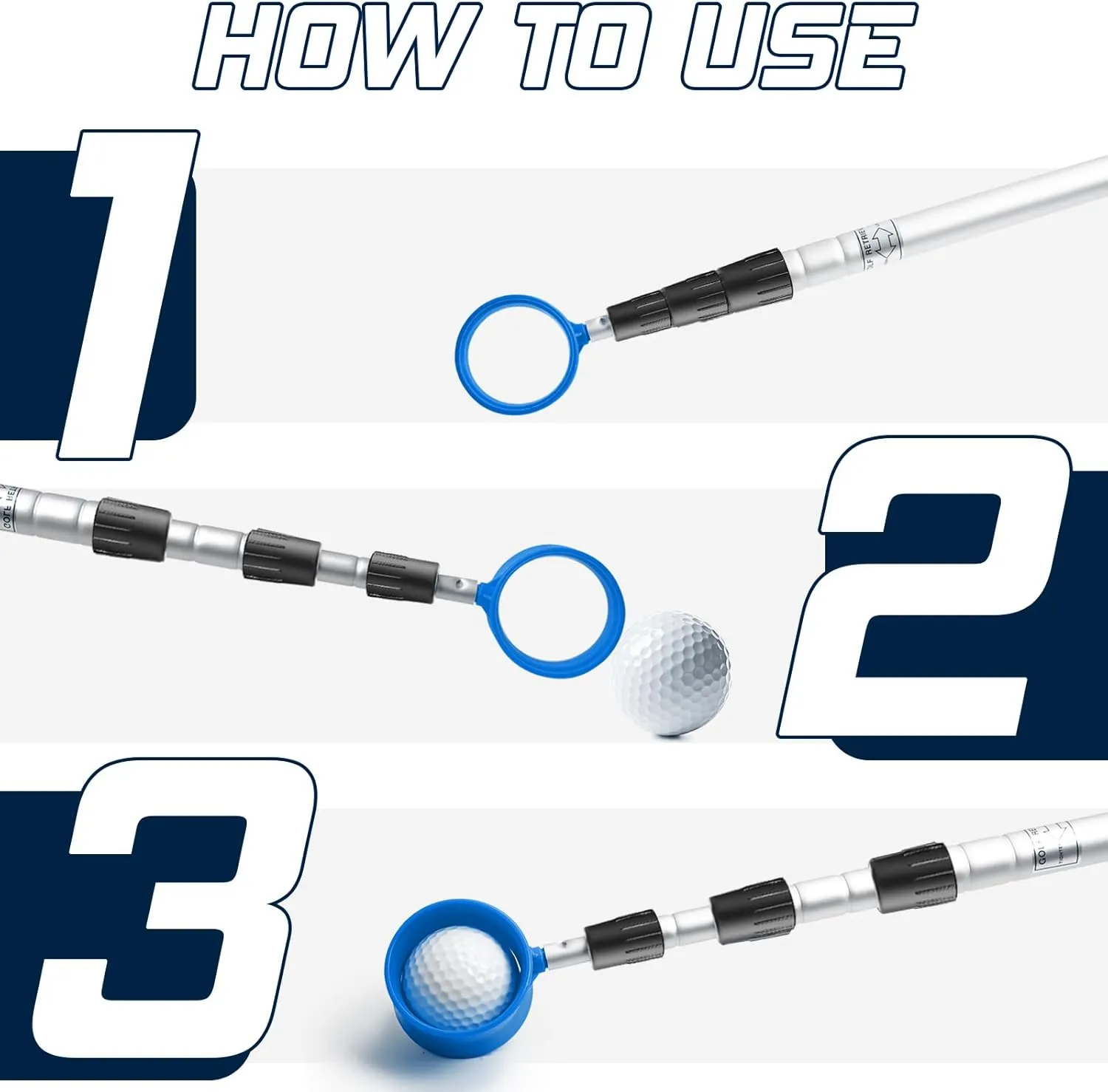 prowithlin Golf Ball Retriever, 6/9/12/15/18ft Aluminum Alloy Golf Balls Retriever Telescopic Golf Accessories Golf Gift for Men