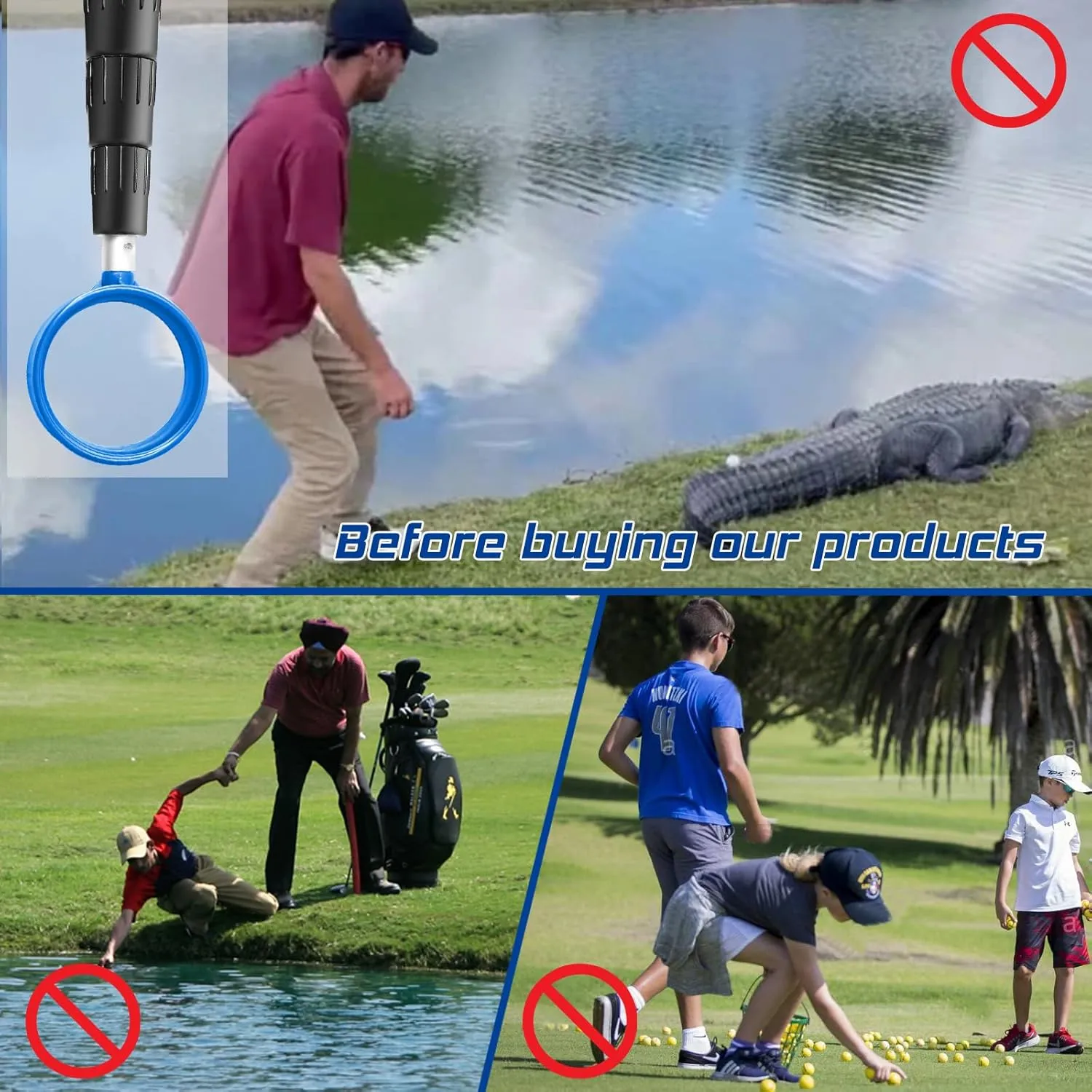 prowithlin Golf Ball Retriever, 6/9/12/15/18ft Aluminum Alloy Golf Balls Retriever Telescopic Golf Accessories Golf Gift for Men