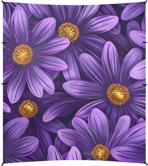 Purple Flower Foldable Beach Canopy UPF50 Water-Resistant Portable Sun Shelter with Sandbags, Sand Shovel, Poles for Camping, Picnics, Backyard & Fishing