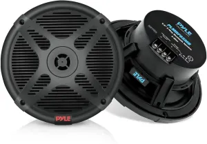 Pyle Dual 6.5’’ Water-Resistant Marine Speakers - 2-way IP-X4 Weather Resistant Outdoor Audio Dual Stereo Sound System with 600 Watt Power and Low Profile Design - 1 Pair - Pyle PLMR652B (Black)