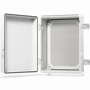 QILIPSU Waterproof Junction Box IP67 Outdoor Plastic Electrical Project Enclosure Weatherproof with Mounting Plate, Wall Brackets, Hinged Grey Cover 16.1"x12.2"x7.1"